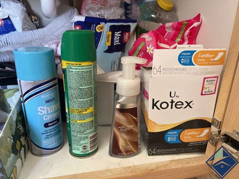Feminine Napkins, Cleaning Supplies, Soap, etc.
