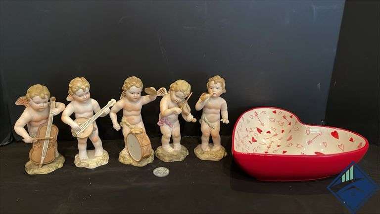 Vintage Ardalt Porcelain Musical Cupid Figurines