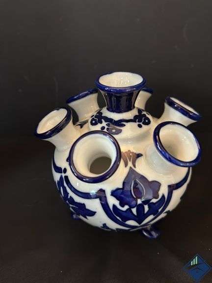 White & Blue Tulip Vase