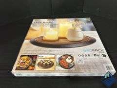 18" Large Lazy Susan Acacia Solid Wood with Chalkboard Edge