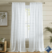 Hastings Sheer White Curtain Panel Pair 52"x96"  *NEW*