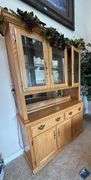Lighted Glass Shelf Hutch with Grapevines