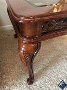 Hand Carved Glass Top End Table