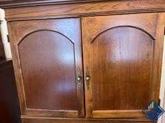 Wooden Computer Desk Armoire with Dell Monitor & Printer
