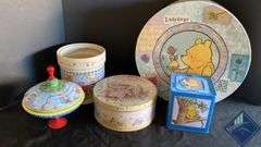 Winnie the Pooh Spinning Top, Jack in the Box, Tins, etc.