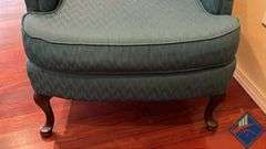 Green Wingback Armchair with Footrest
