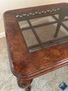 Carved Glass Top End Table