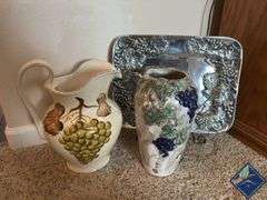 Grape Tray, Vase & Pitcher