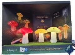 Infinity X1 Solar  Glass Mushroom Landscape Accent Light, Set of 3 Pack - Used
