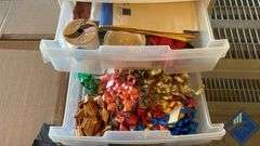 Organizer with Contents- Ribbons, Tape, Craft Supplies, etc.