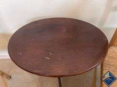 Vintage Ladderback Carved Wooden Chairs & Side Table