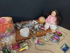 Dress Up Doll, Assortment of Charm Jewelry & Faux Decorative Gems, etc.