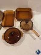Vintage Brown Casserole Dishes, Cake Pans, etc.