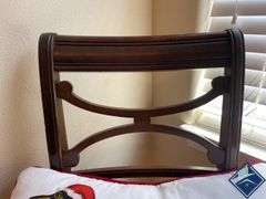 Wooden Chair with Upholstered Seat & Dachshund Christmas Pillow