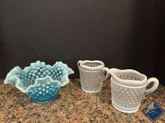 Vintage Hobnail Sugar and Creamer Set & Candy Dish