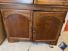 Wooden Computer Desk Armoire with Dell Monitor & Printer