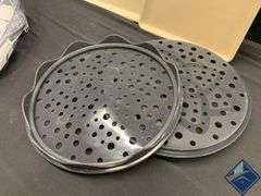 Pampered Chef Stoneware Baking Sheets, Microwave Chip Makers & Square Tray Set