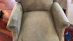 Vintage Reclining Green Wingback Armchair