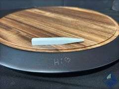 18" Large Lazy Susan Acacia Solid Wood with Chalkboard Edge