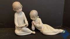 Vintage Zaphir Porcelain Kissing & Reading Children Figurines