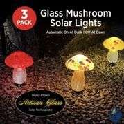 Infinity X1 Solar  Glass Mushroom Landscape Accent Light, Set of 3 Pack - Used