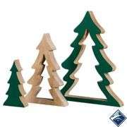 CWC Decorative Nesting Wooden Holiday Trees 3-Pack Green 17.8", 13.4", 8.6" - Like New