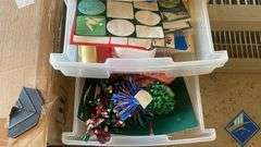 Organizer with Contents- Ribbons, Tape, Craft Supplies, etc.