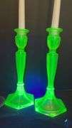 Uranium Glass Candle Holders & Candles