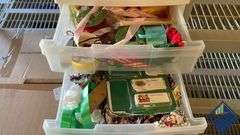 Organizer with Contents- Ribbons, Tape, Craft Supplies, etc.