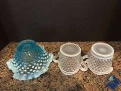 Vintage Hobnail Sugar and Creamer Set & Candy Dish