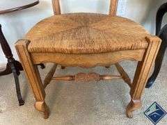 Vintage Ladderback Carved Wooden Chairs & Side Table