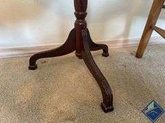 Vintage Ladderback Carved Wooden Chairs & Side Table
