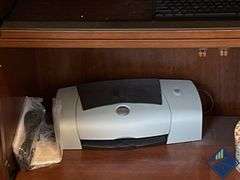 Wooden Computer Desk Armoire with Dell Monitor & Printer