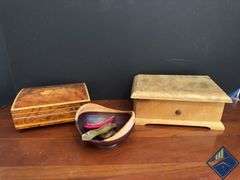 Reuge Swiss Music Box & Wood Bowl, etc.