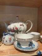 Tea Pot, Blue Heritage Dish, Plates, etc.