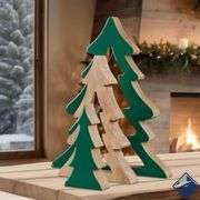 CWC Decorative Nesting Wooden Holiday Trees 3-Pack Green 17.8", 13.4", 8.6" - Like New