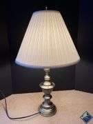 Brass Table Lamp with Pleated Shade