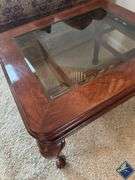 Hand Carved Glass Top End Table