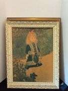 Framed Oil Painting & Girl with Watering Can Print