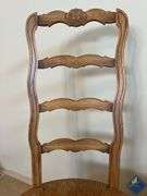 Vintage Ladderback Carved Wooden Chairs & Side Table