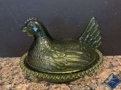 Vintage Glass Hen Candy Bowls