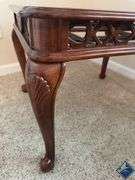 Carved Glass Top End Table