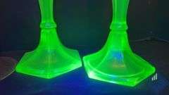 Uranium Glass Candle Holders & Candles