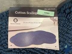Blue Cotton Scallop Bathmat - Used