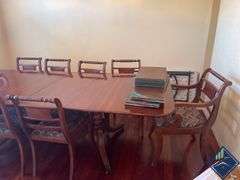 Vintage Cherry Dining Table with 2 Leaves & 7 Chairs
