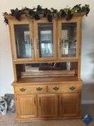 Lighted Glass Shelf Hutch with Grapevines