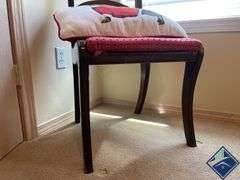 Wooden Chair with Upholstered Seat & Dachshund Christmas Pillow