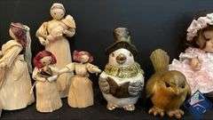 Corn Husk Dolls, Ceramic Festive Birds & Dolls