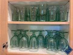 Green Glass Water Goblets & Glasses