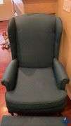 Green Wingback Armchair with Footrest